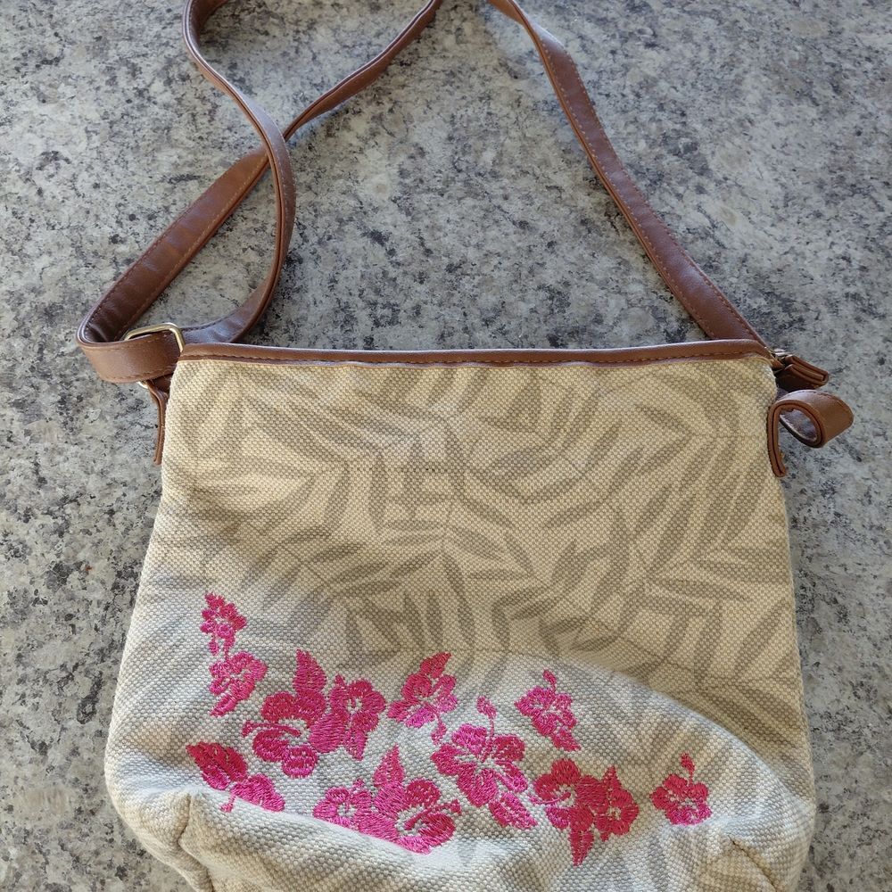 Floral Beige and Pink Shoulder Bag